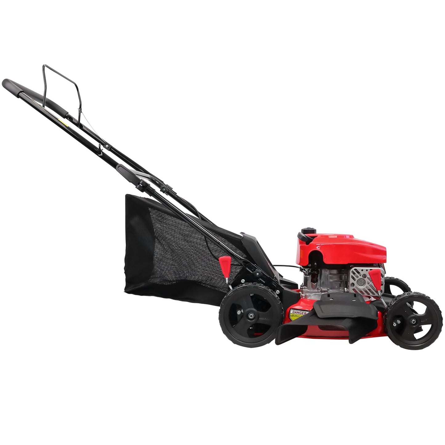 PowerSmart EasyCut 18-Inch Gas Lawn Mower, 144cc 4-Stroke OHV Engine, Push Walk-Behind, 3-in-1 Mulch/Bag/Side Discharge, Steel Deck, 6 Height Adjustment