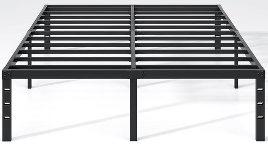 NEW JETO Metal Bed Frame,King Size Bed Frame with Storage Space,Heavy Duty Sturdy Mattress Foundation,Easy Assembly,No Box Spring Needed, Black,18 Inch,King