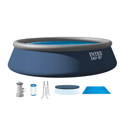 INTEX Inflatable Above-Ground Swimming Pool, Easy Set 15ft x 42in w/Filter Pump & Ladder