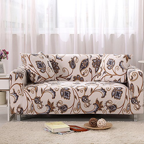 HOOBUY Printed Sofa Cover Stretch Couch Covers Patterned Loveseat Slipcovers for 2 Seater Cushion Couch Love Seat Set QMT (2 Seater/Loveseat)