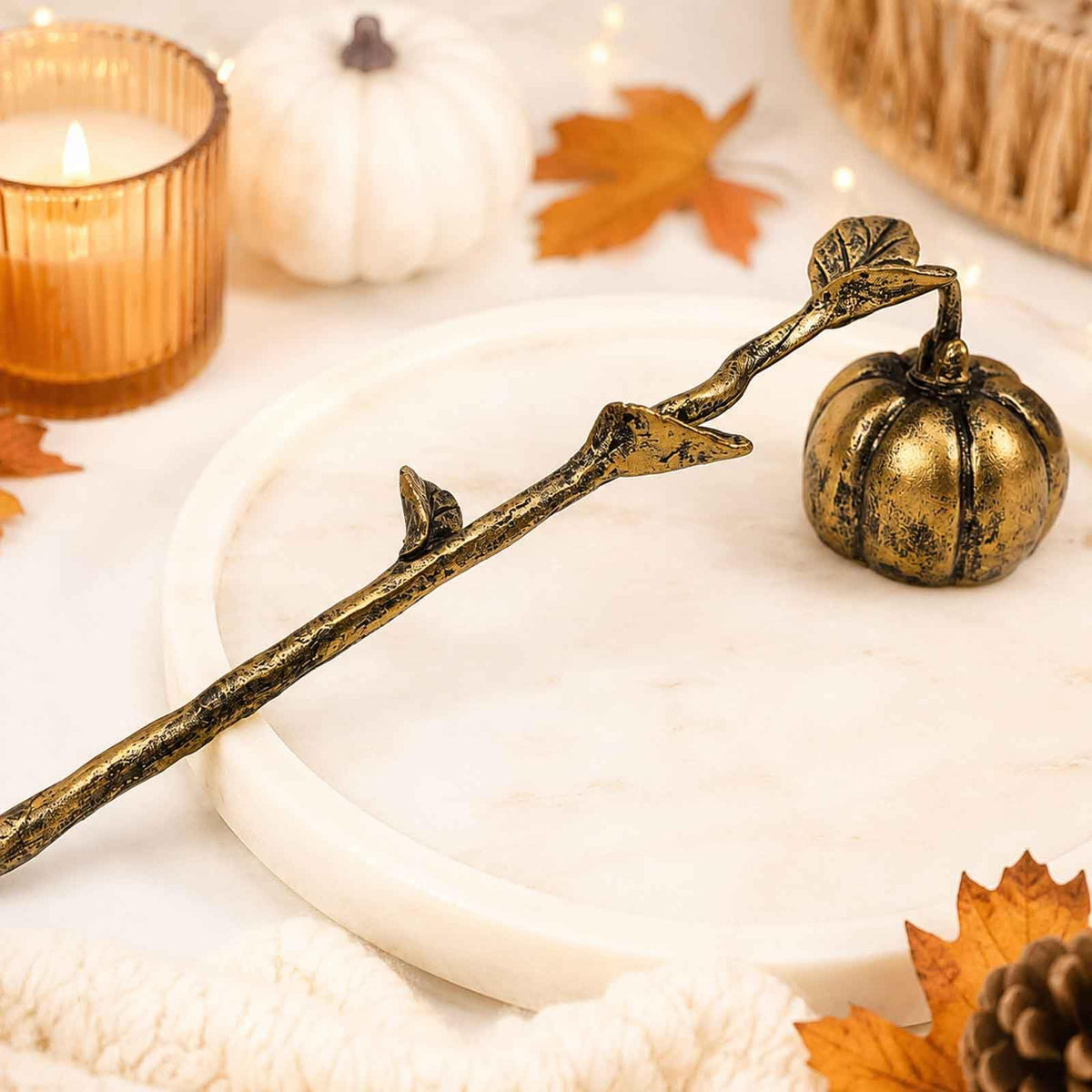 AIM & GGKK Candle Snuffer, Candle Snuffer Extinguisher with Long Handle,Retro Style Wick Flame Snuffer for Putting Out Candle Flame Safely,Pumpkin Candle Snuffers Accessory for Candle Lovers