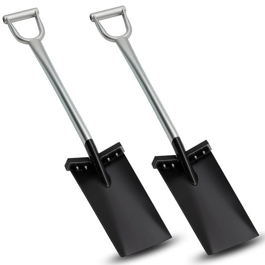 Oh Klyzo 2 Pcs All Steel D-Grip Handle Spade, Two Removable Footpads 13 Inch Blades, Seedling Shovels, Steel Garden Shovels for Shoveling, Prying and Planting