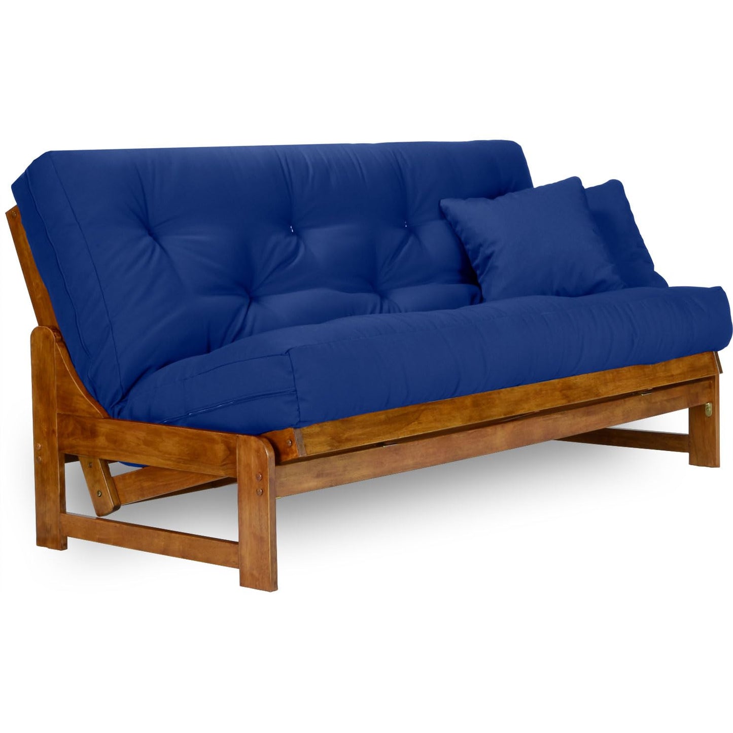 Nirvana Futons Arden Futon Set - Queen Size, Frame, 8" Mattress, Twill Royal Blue Cover