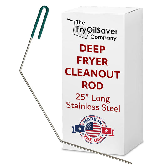 25" Deep Fryer Cleanout Rod – Angled Shaped & Declogger Goofer Commercial Kitchen Tool - Drain Unclogger & Cleaner - Rust Resistant Deep Fryer Cleaner - Made in USA by FryOilSaver Co. B52C
