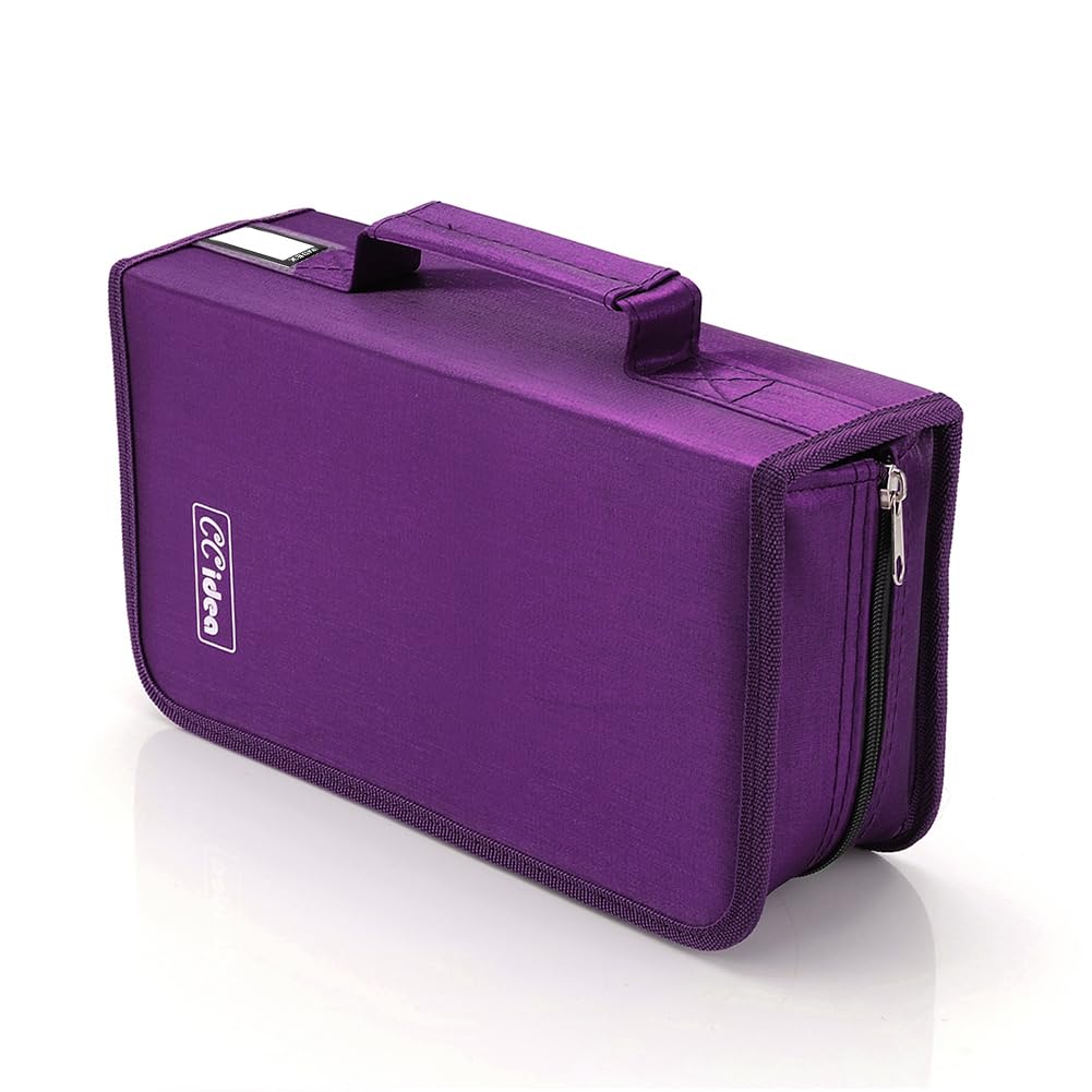 CCidea CD Case DVD Storage Holder, 128 Capacity DVD Cases Organizer CD Plastic Protective Carrying Binder,Portable Cd Wallet for Home Travel (Purple)