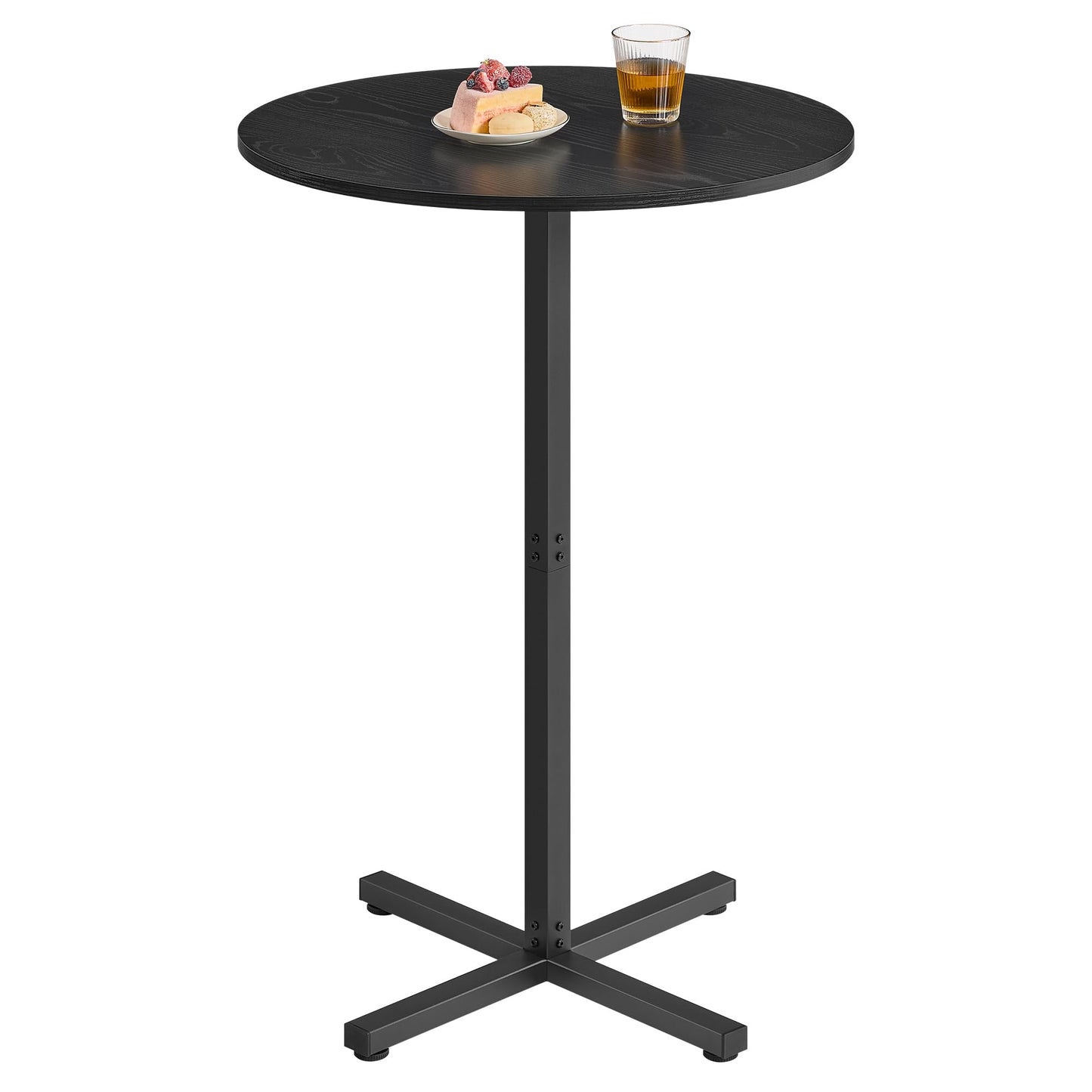 VASAGLE Round Cocktail Table, High Top Bar Pub Table with Metal Frame and Cross Base, for 2-3 People, Modern, Easy to Assemble, 22.8 x 41.1 Inches, Ebony Black ULBT361BE01S