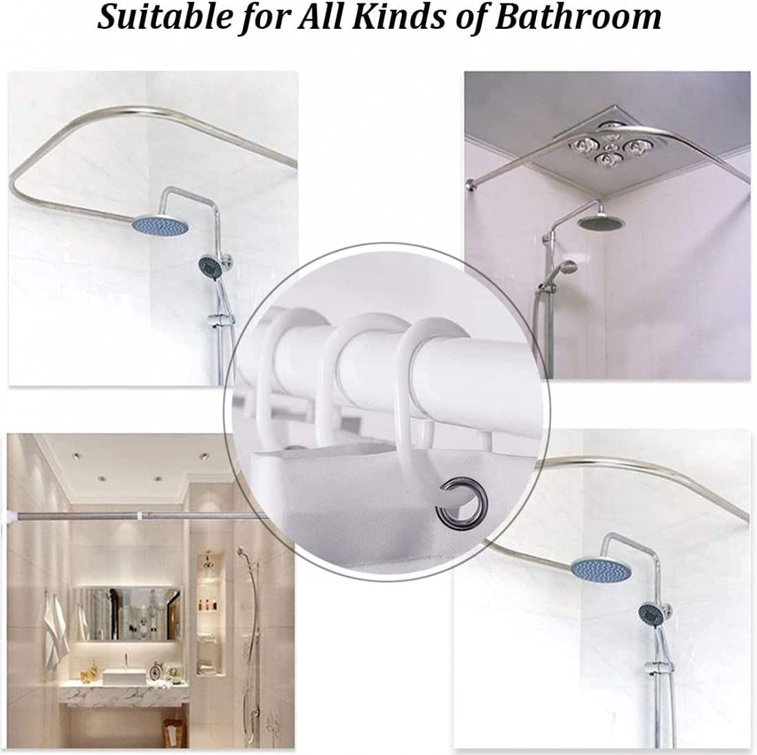 Super Sonic Bathroom 4 Pieces Set Shower Curtain, Toilet Lid Cover and Bath Mat, Non-Slip Rugs, Durable and Waterproof, for Bathroom Decor Set, 72" x 72"