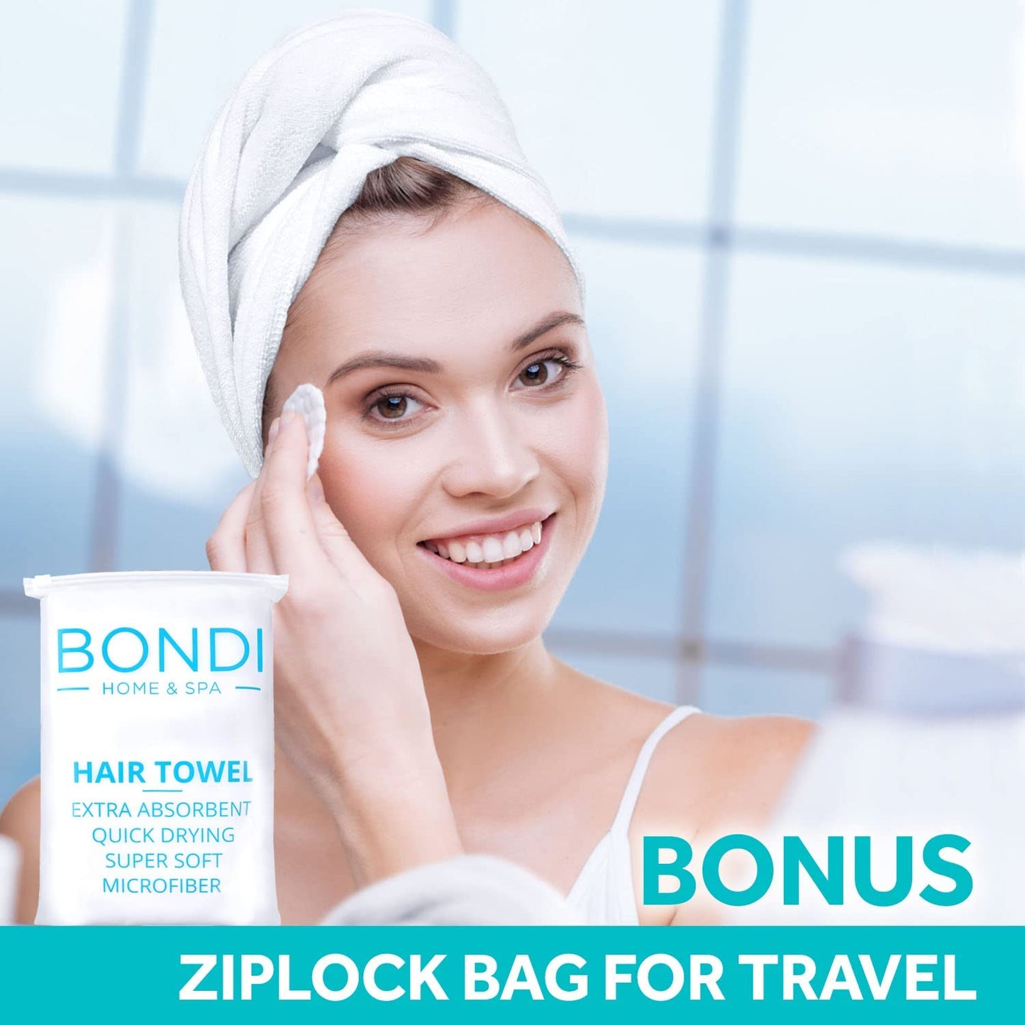 Bondi SPA Microfiber Hair Towel – Dries Hair 50% Faster – Anti-Frizz Towel for All Hair Types – Super Absorbent & Soft - XL (Rectangle) - 42 x 22 inches
