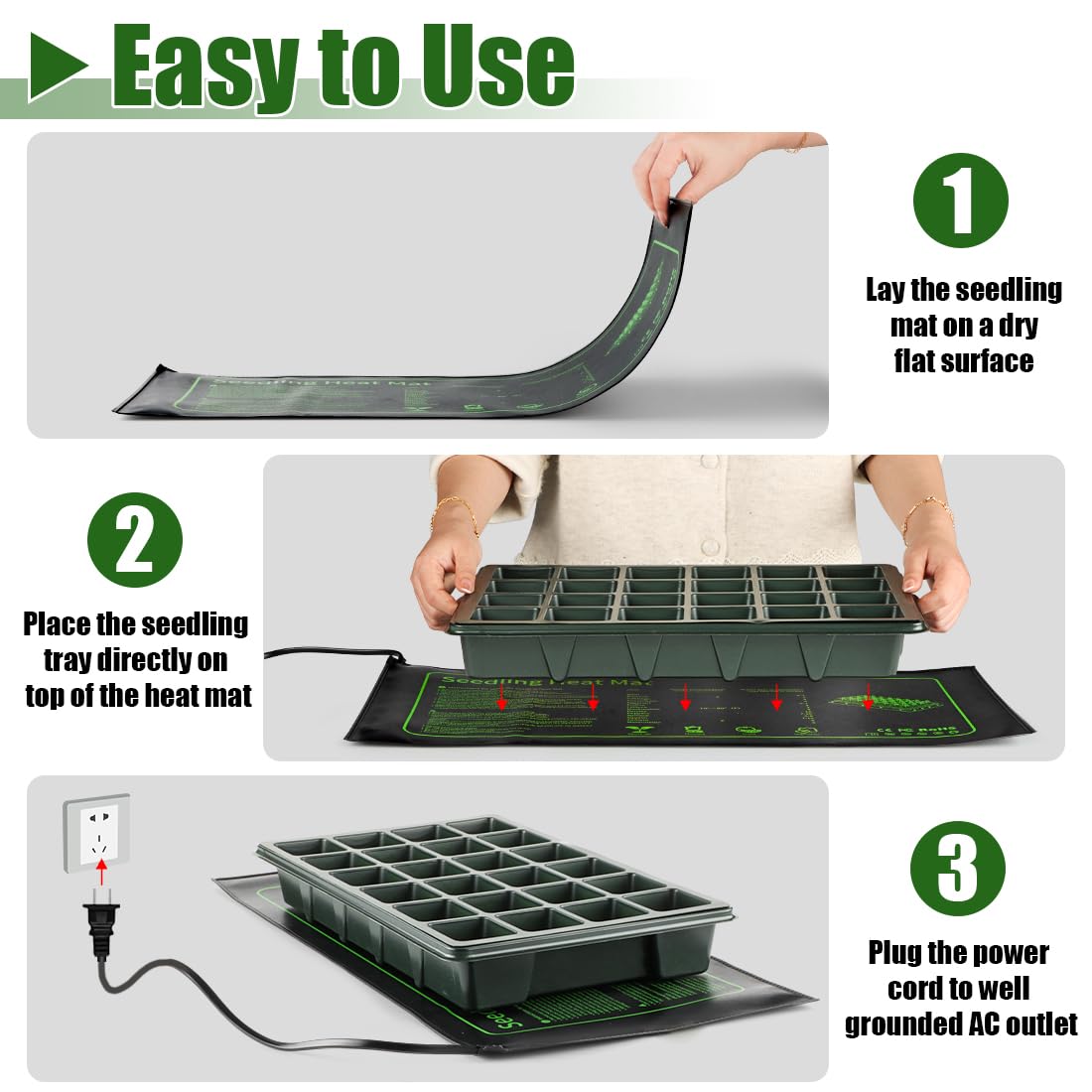4 Pack Seedling Heat Mat for Plants Seed Starting, Waterproof 10"x 20" Warming Mat Plant Heating Pad for Seed Germination, Indoor Growing, Hydroponic, Greenhouse