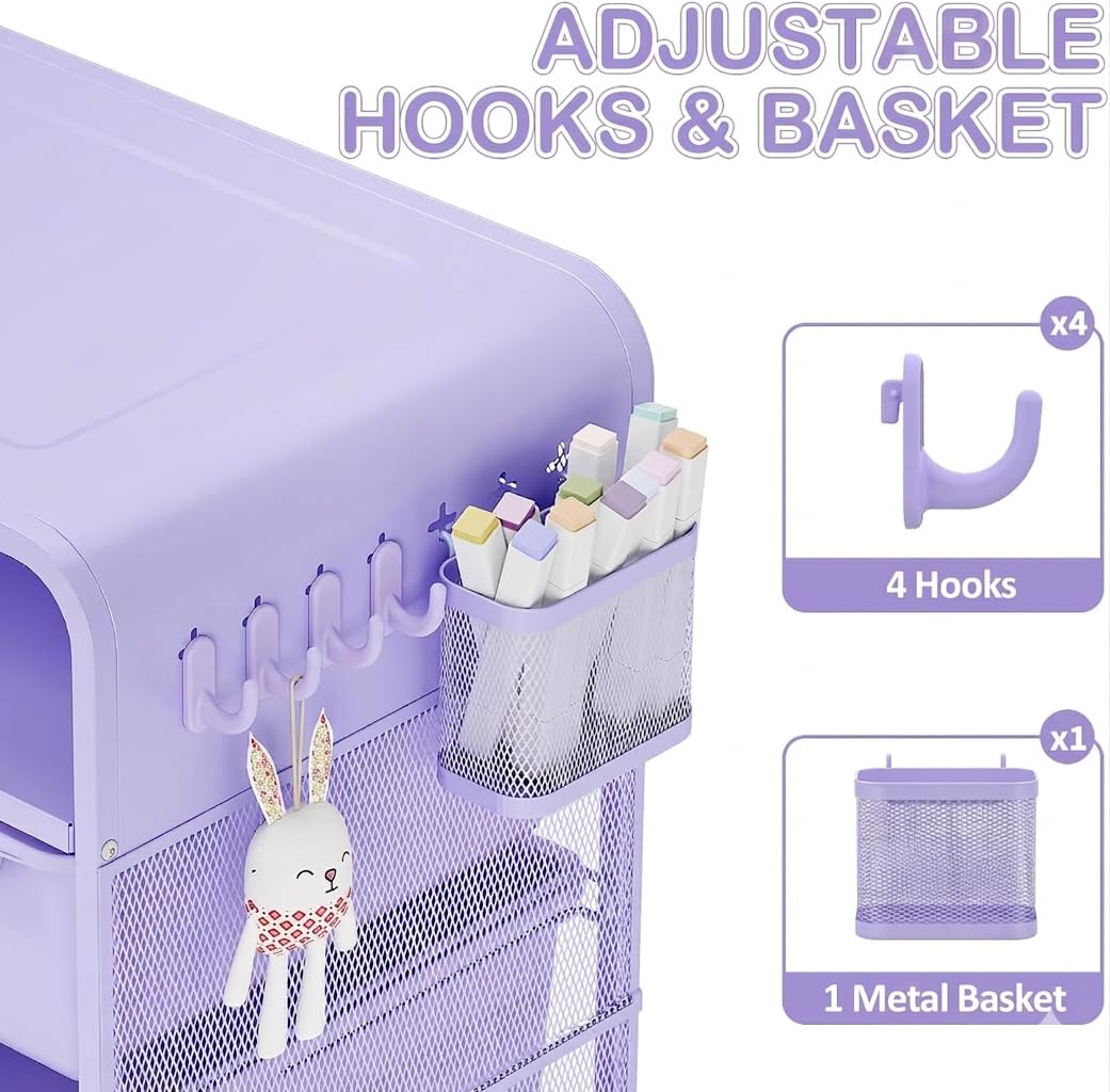 SYKIARIOL Kids Nightstand,Girls Bedside Table,Night Side Table,Kids Night Stand,End Tables Bedroom,Purple Cute Nightstand with Storage Drawer for Girls