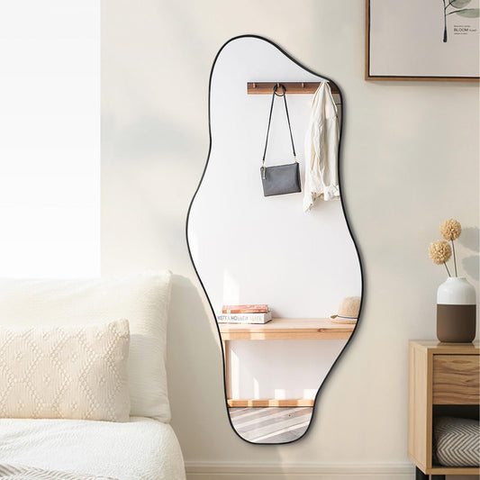 DAOYIJIAJU Large Irregular Mirror, 54.5"x24" Asymmetrical Tempered Glass Mirror, Modern Organic Shaped Wall Mirrors for Entryway Bedroom Living Room Bathroom, Horizontal or Vertical Hanging