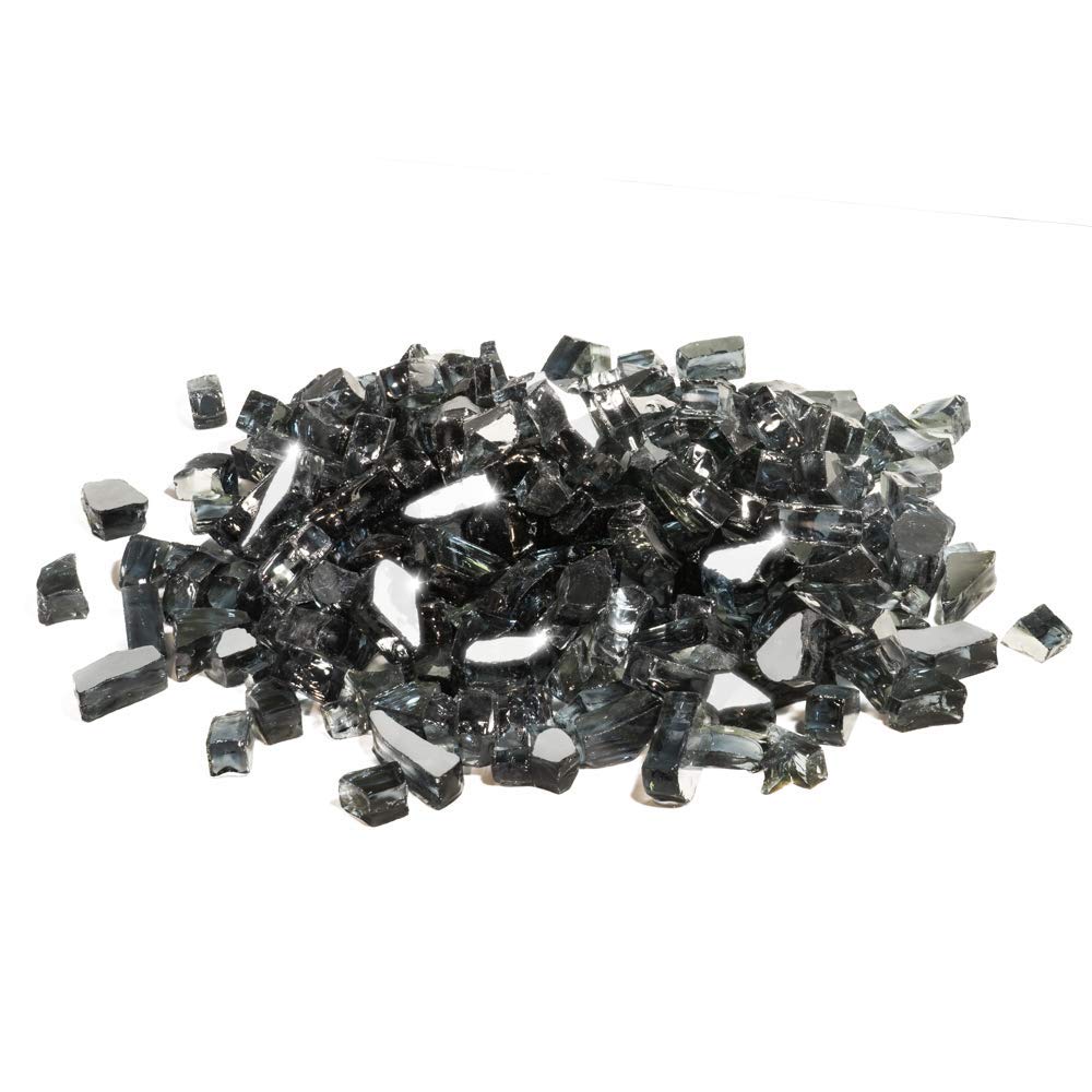 GASPRO 20 lbs Black Fire Glass for Fire Pit, 1/2-Inch Reflective Glass Rocks for Propane or Gas Fireplace, Add Ambience to Gatherings and Parties for Outdoors and Indoors