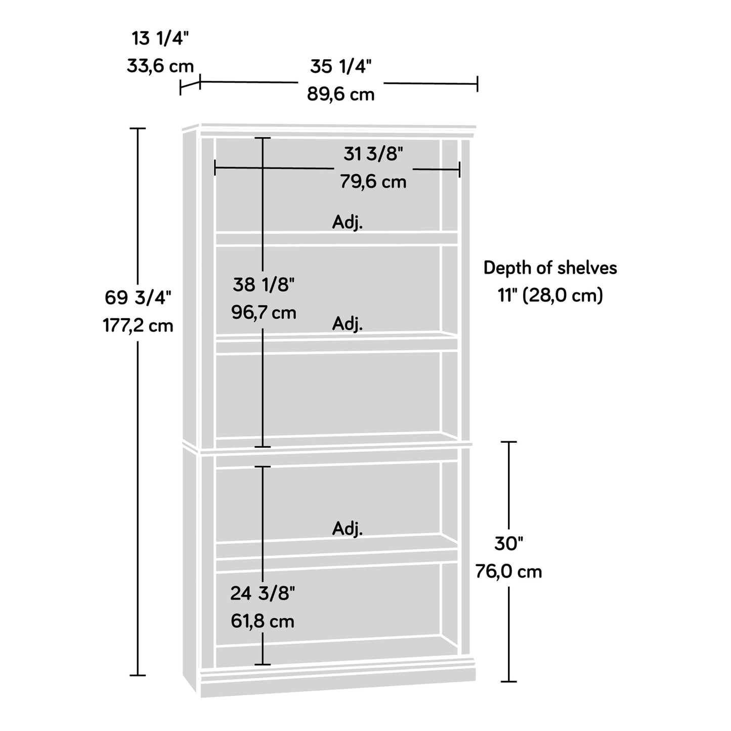 Sauder Miscellaneous Storage 5-Shelf Bookcase/ Book shelf, Select Cherry finish