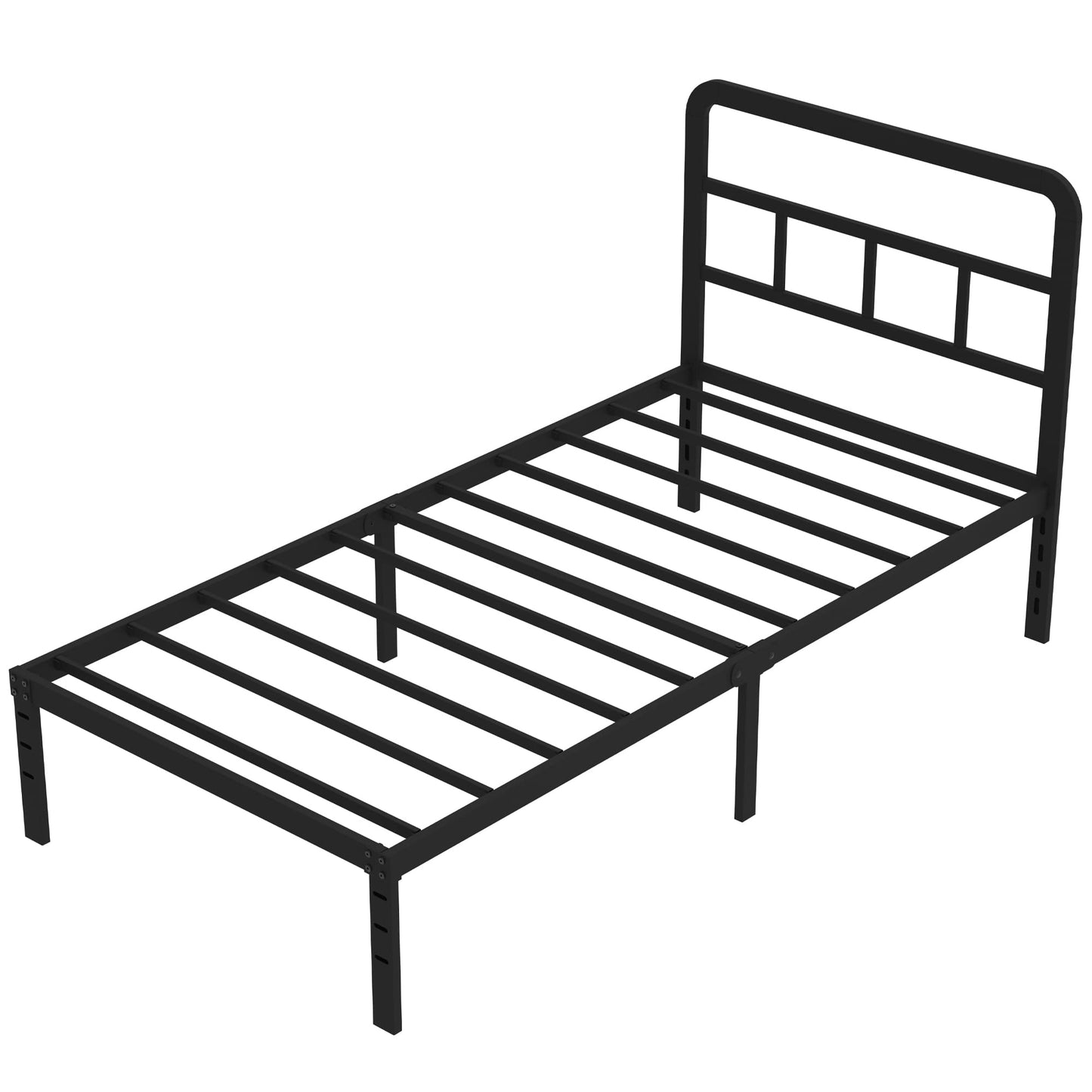 DiaOutro 14 Inch Twin XL Bed Frame with Headboard No Box Spring Needed Metal Platform Heavy Duty Steel Slat Mattress Foundation/Easy Assembly/Noise Free/Black