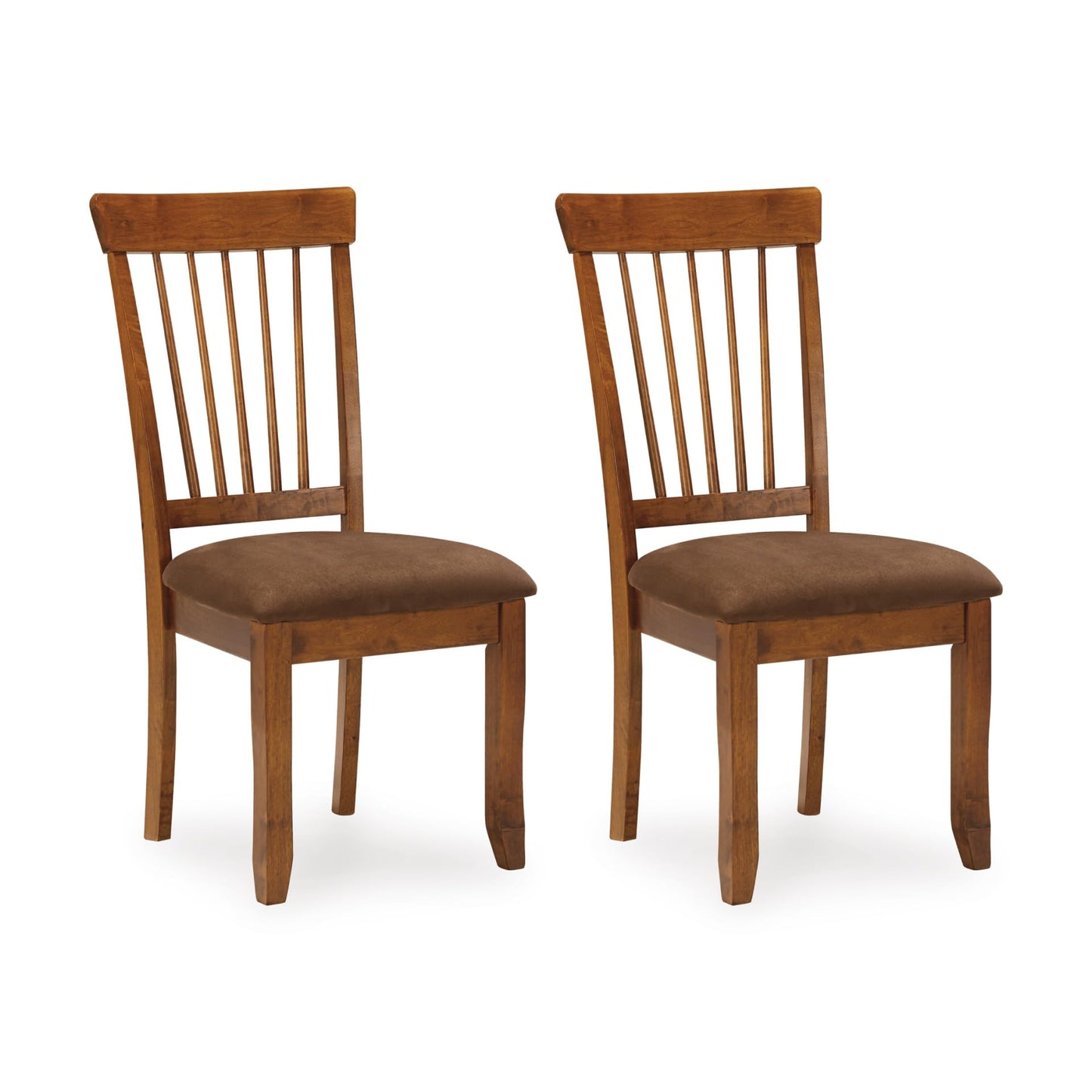 Signature Design by Ashley Berringer Dining Chairs Set of 2, Classic Wood Spindle-Back Design, Cushioned Microfiber Seat, Rustic Finish for Kitchen & Dining Room Chair, Walnut