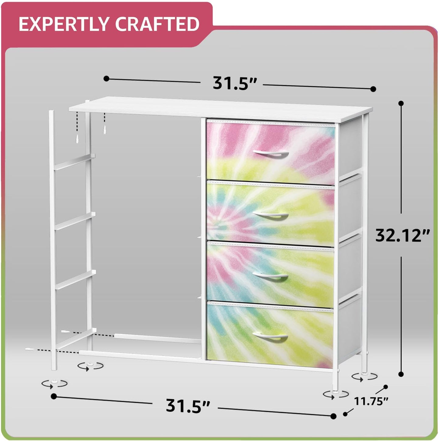 Sorbus Kids Dresser with 8 Drawers - Storage Unit Organizer Chest for Clothes - Bedroom, Kids Room, Nursery, & Closet (Tie-Dye, 31.5 x 12 x 32-8 Drawer)