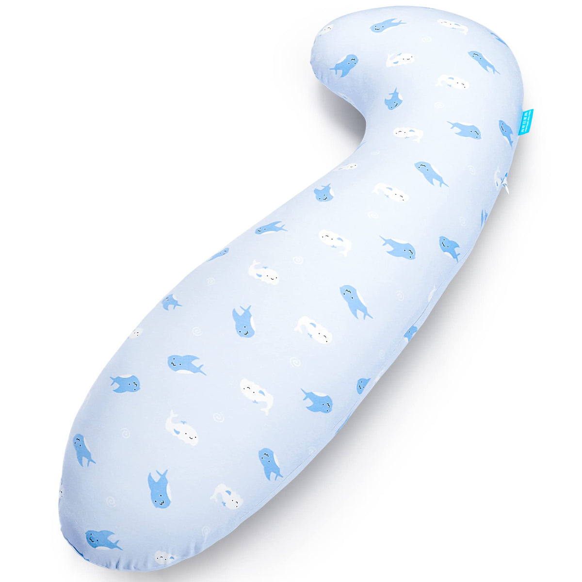 BYRIVER 35" Curve Long Body Pillow for Kids Girls Boys Toddler, Swan Child Hug Sleep Pillow, Removable Jersey Cotton Pillow Cover, Plush Gifts for Kids (Blue)
