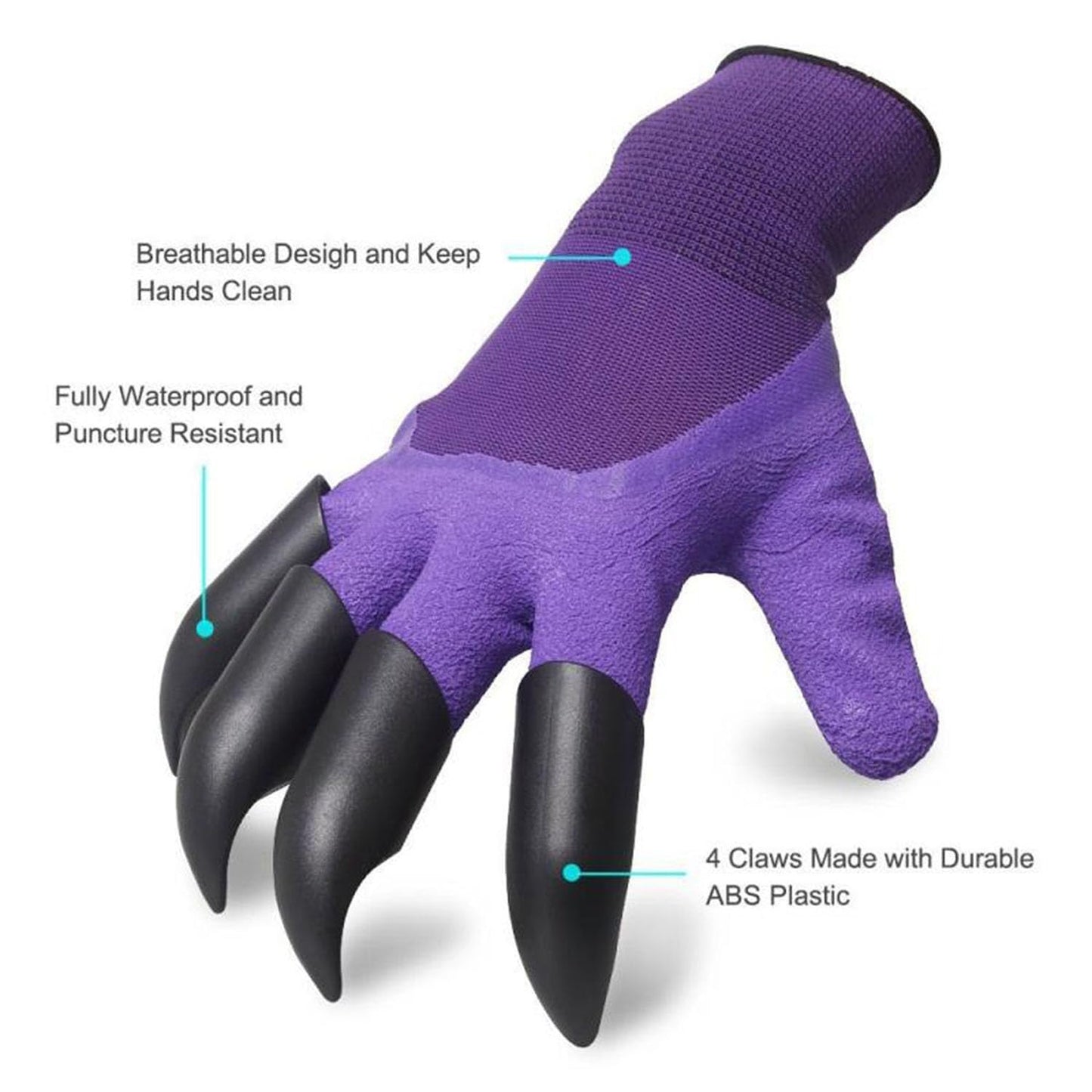UIOOIU Gardening Gloves with Claws for Digging Planting and Weeding Gardening Gloves Waterproof Breathable Best Gift for Gardeners (One Pair Purple Double Claws)