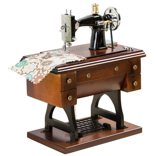 Mr.Winder Sewing Machine Music Box Gift, Wooden Vintage Musical Box Christmas Anniversary Birthday Gifts for Mom Wife Grandma Friend Wind Up Mechanical Melody Fur Elise