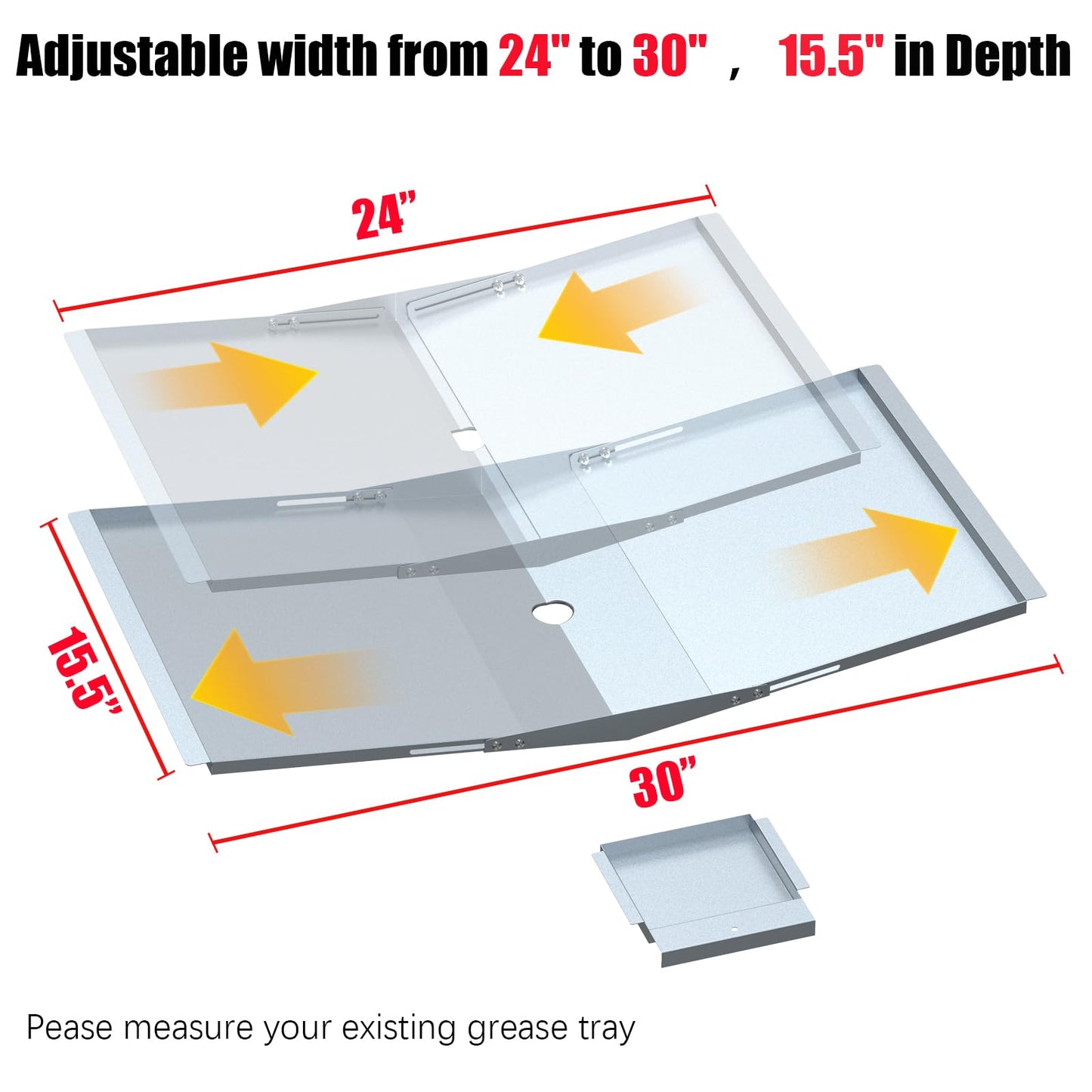 BBQCuker Universal Grease Tray with Catch Pan for Nexgrill, Dyna-Glo, Expert Grill, Kenmore, BHG and Grill Replacement Parts, Adjustable 24"-30" Drip Pan for 4/5 Burner Gas Grill
