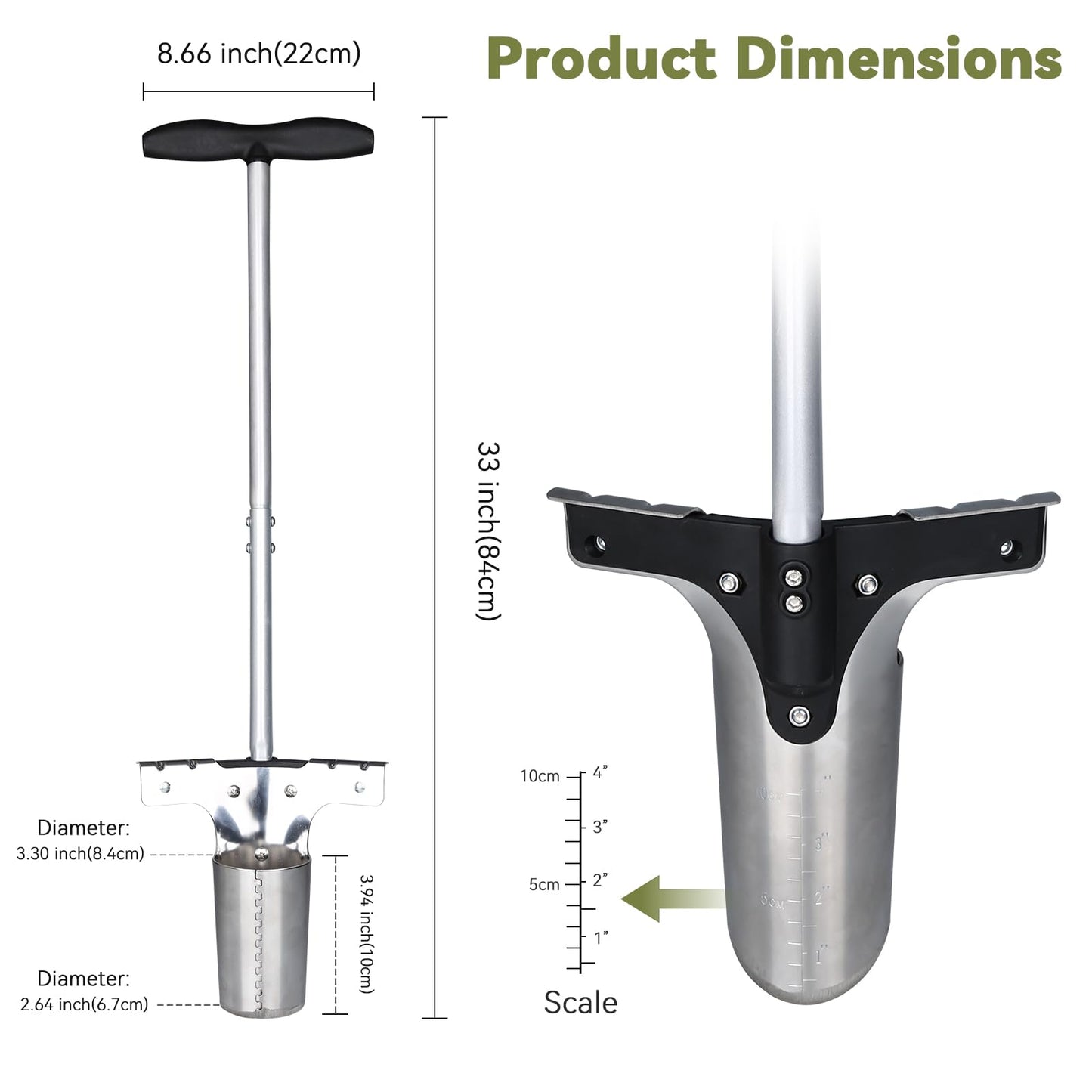 CRAFTZONE Bulb Planter Tool with Long Handle and Foot Pedal Heavy Duty High Carbon Steel Garden Dibber Sod Plugger Cutter for Planting Bulbs Tubers and Lawn Care for Digging Grass Plug Soil Tulips