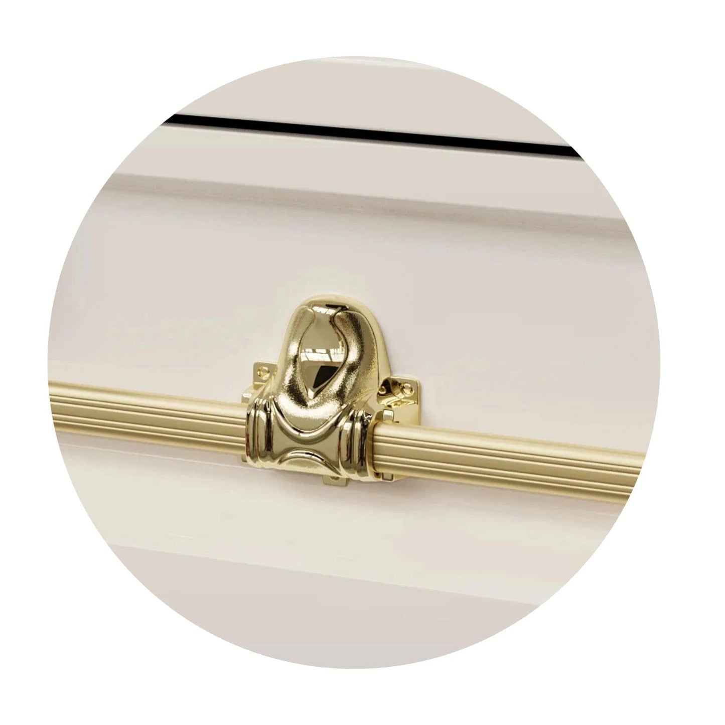 Titan Casket Elegant Orion Series Funeral Casket for Humans - Handcrafted Steel Casket, Luxurious White and Gold Finish & White Crepe Interior, 20-Gauge Steel Adult Size, Adjustable Bed, Gasket Seal