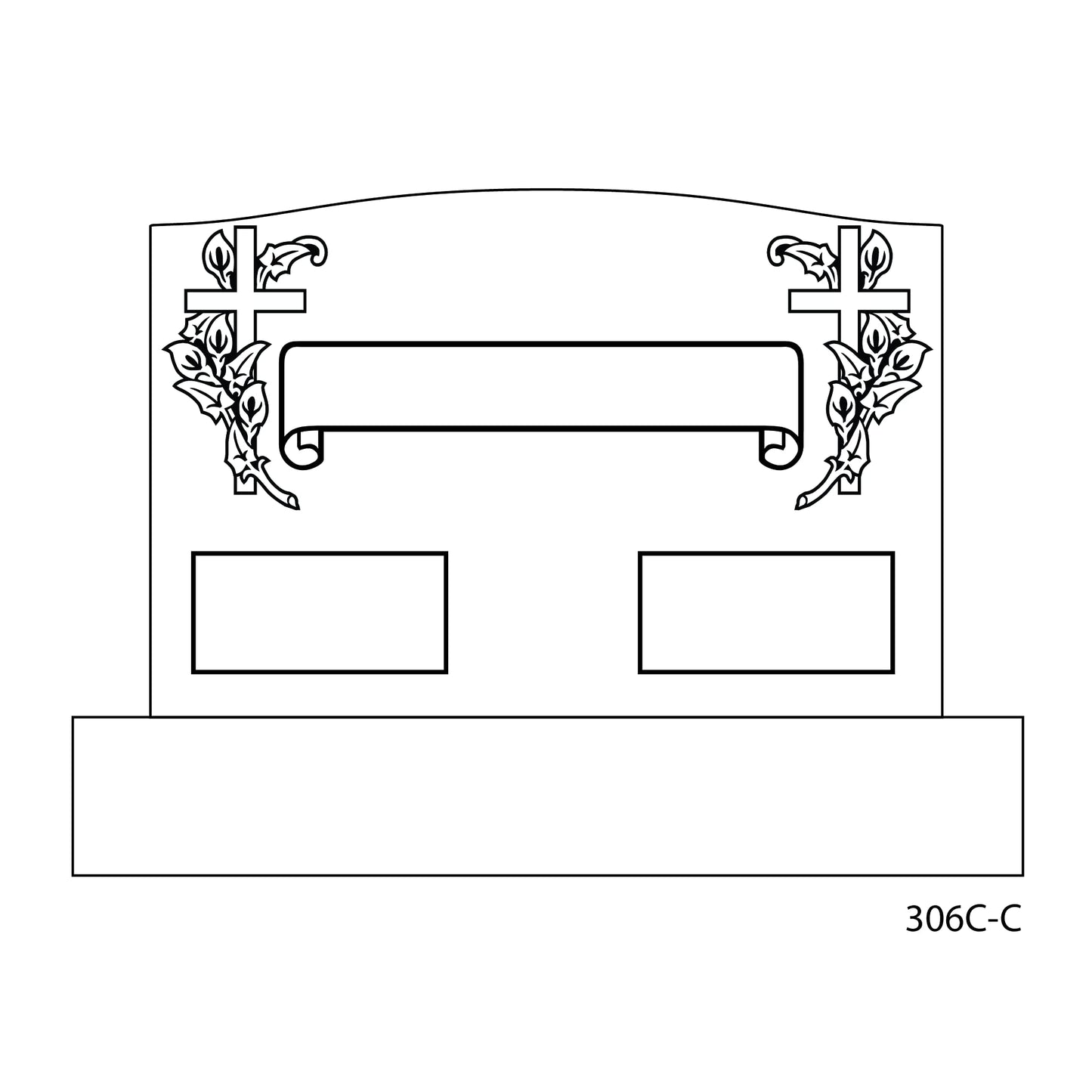 Cemetery Headstone - Monument Grade Granite. Includes Standard Front face Engraving. Complete as Shown top is 30 x 6 x 20