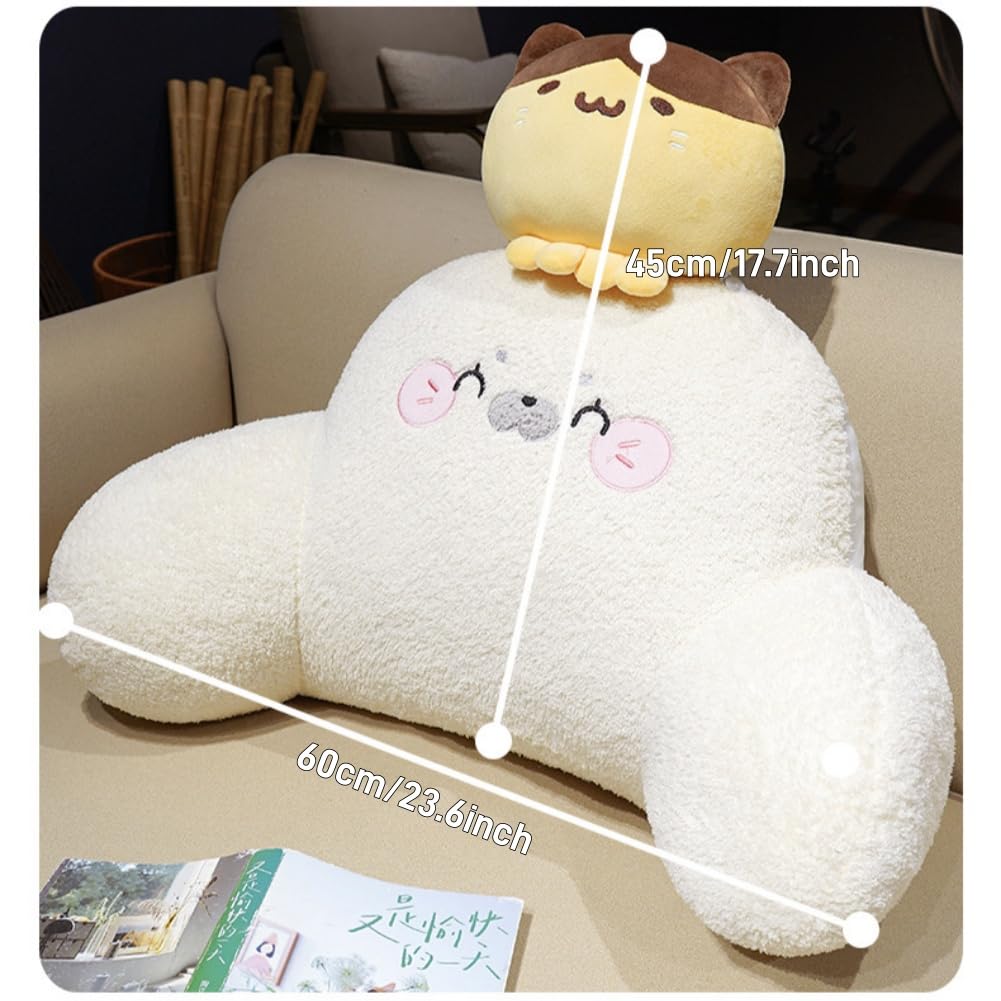 Cute Seal Plush Reading Pillow for Bed Sitting Up with Detachable Neck Roll