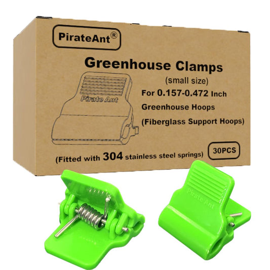 PirateAnt Greenhouse Clamps for 0.157-0.472inch Greenhouse Hoops(Fiberglass Support Hoops),Plant Support.for Fixing Plant Cover,Plastic Sheeting,Film Row Cover,Garden net.（30pcs)