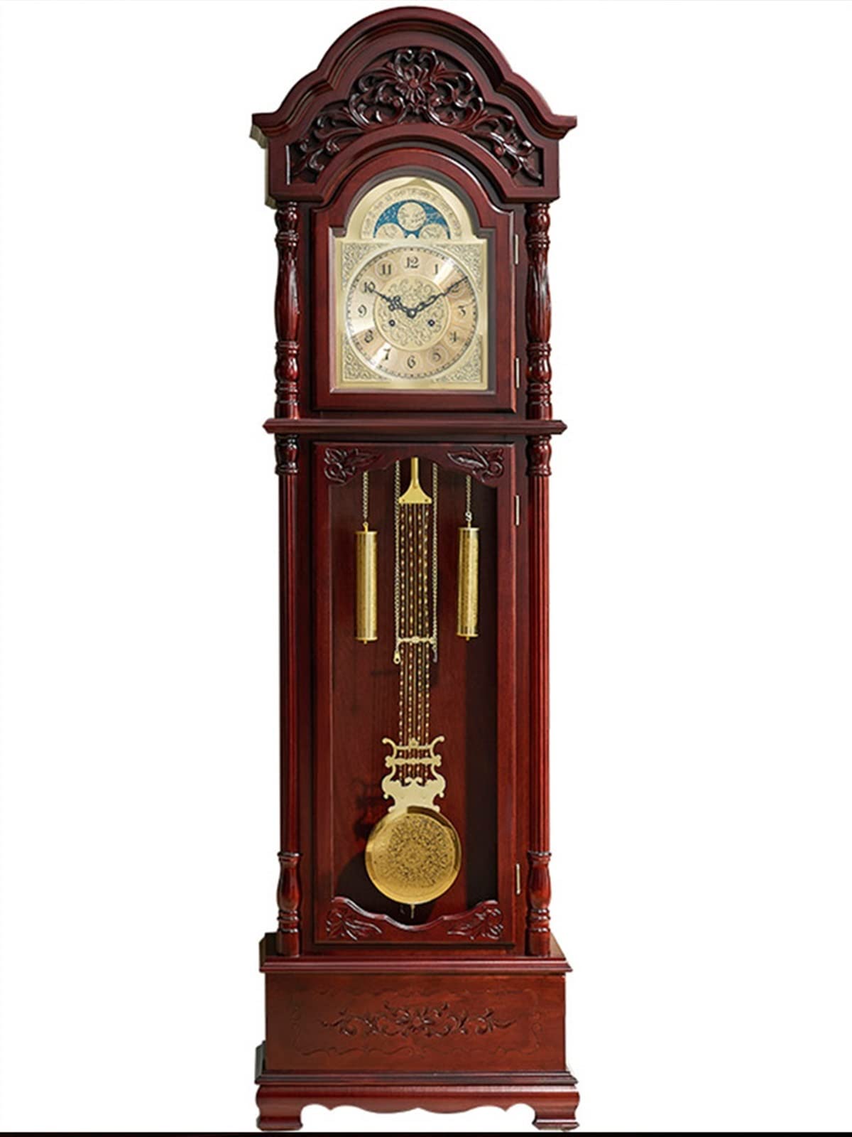 Grandfather Clock, Solid Wood Classical Vertical Clock, Vertical Clock, Chinese Style Floor Clock, European Style Living Room Pendulum Clock, Timekeeping Mechanical Clock Home & Office Decor