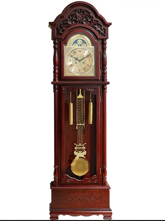 Grandfather Clock, Solid Wood Classical Vertical Clock, Vertical Clock, Chinese Style Floor Clock, European Style Living Room Pendulum Clock, Timekeeping Mechanical Clock Home & Office Decor