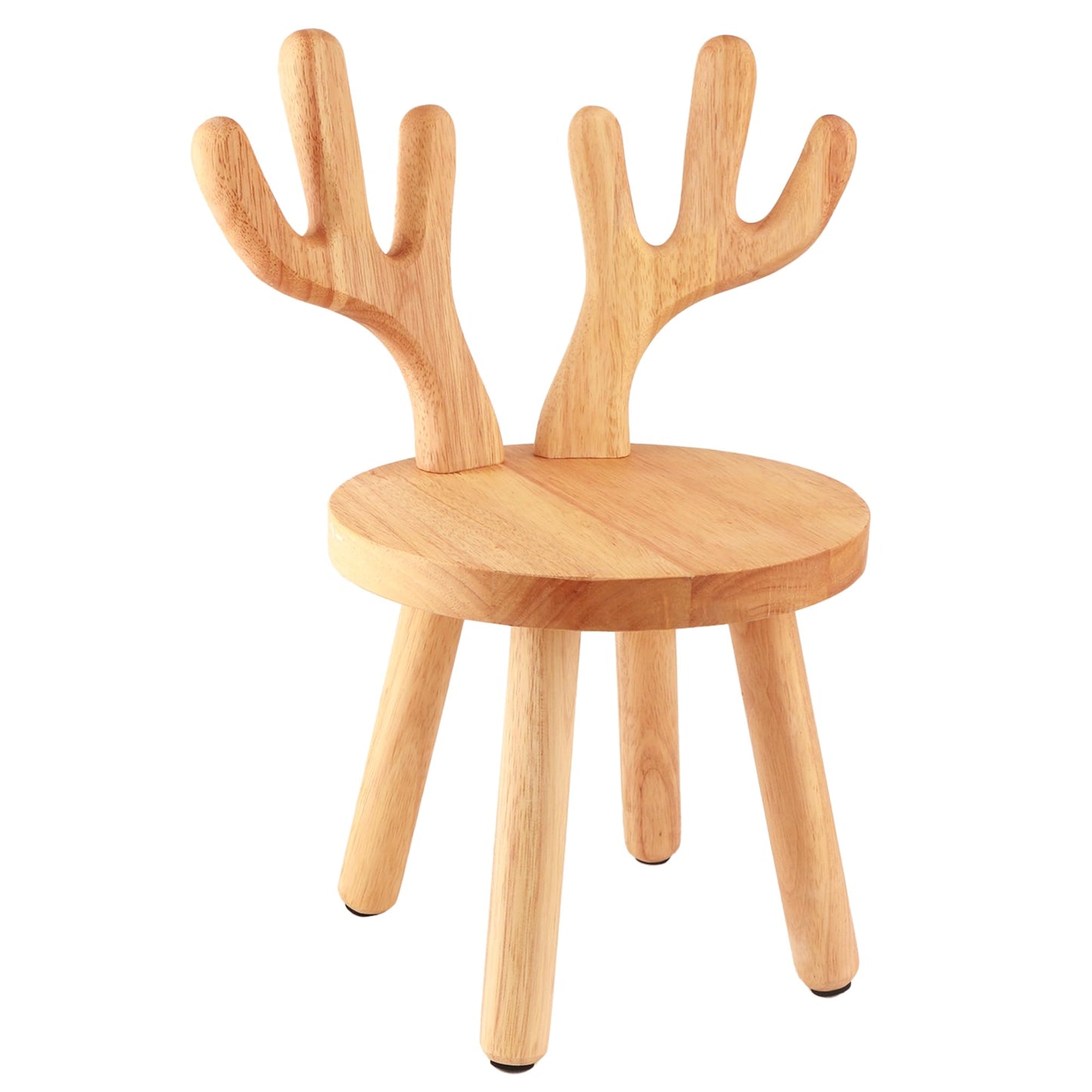 Wooden Toddler Chair, Kids Step Stool & Kids Chair for Table, 1-6 Years Solid Rubber Wood Desk Chair with Deer Antlers Backrest, CPC Certified, Safe & Sturdy for Home Playroom Classroom（1 Pack）