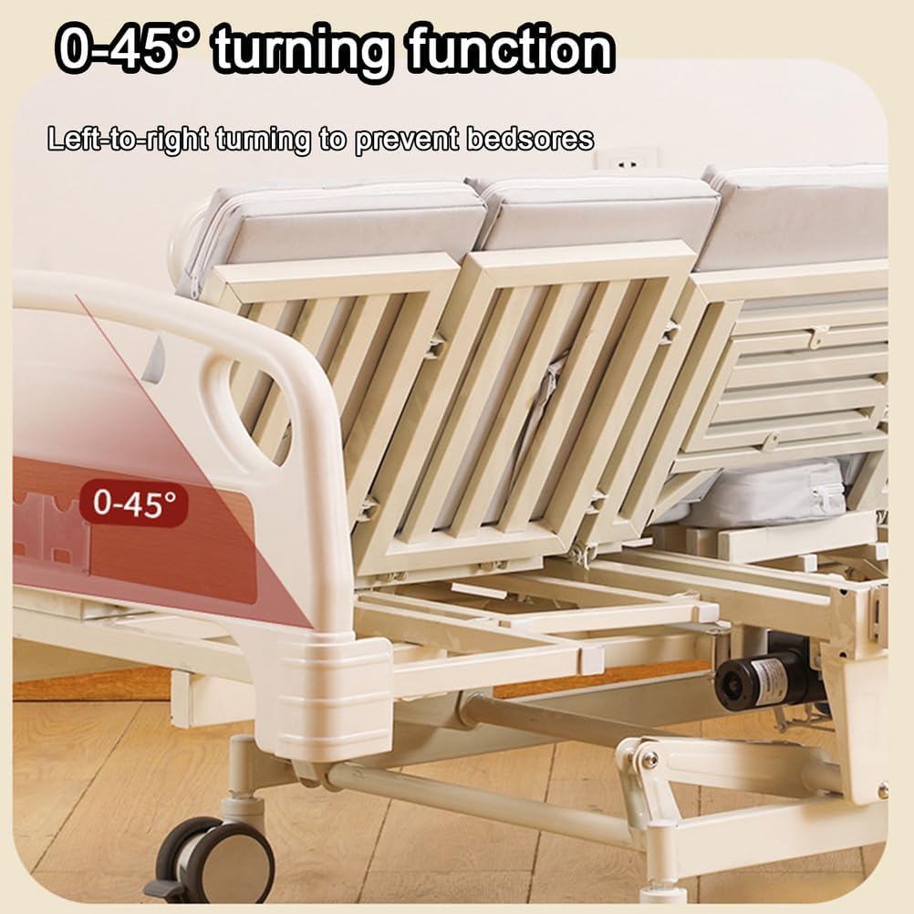 Falluk Adjustable Tilting Design Electric Hospital Beds with Exercise Handles for Home use for Elderly Post-Surgery Use, Motor Control & Central Locking System (Bed)
