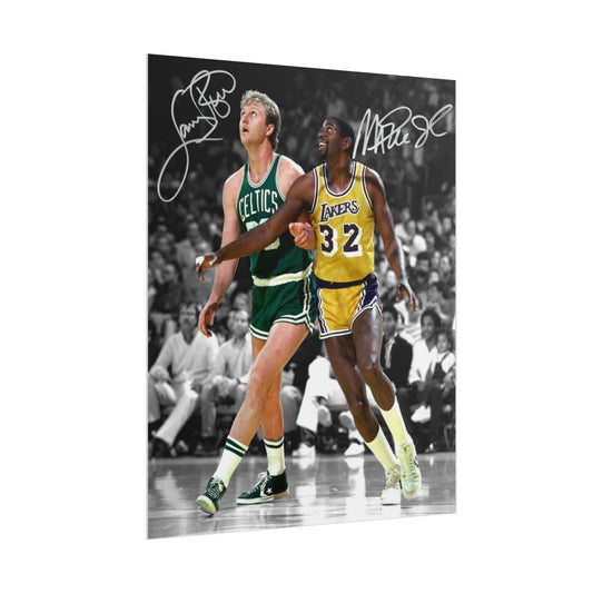 Magic Johnson Larry Bird Signed Photo Autograph Print Wall Art Home Decor