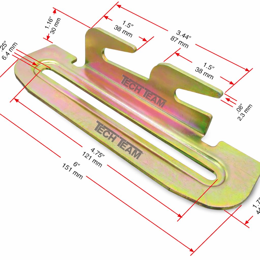 Tech Team #00744 Head and Foot Board Hook Set, Attach a Headboard and Footboard to a Metal Bed Frame, Set of 4, Hardware Included