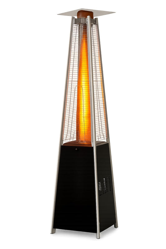 BTExpert 48000 BTU Pyramid Patio Heater for Outdoor Double Layer Stainless Steel Burner Triple Protection System Quartz Glass Tube Propane Heater for Home & Commerical Black