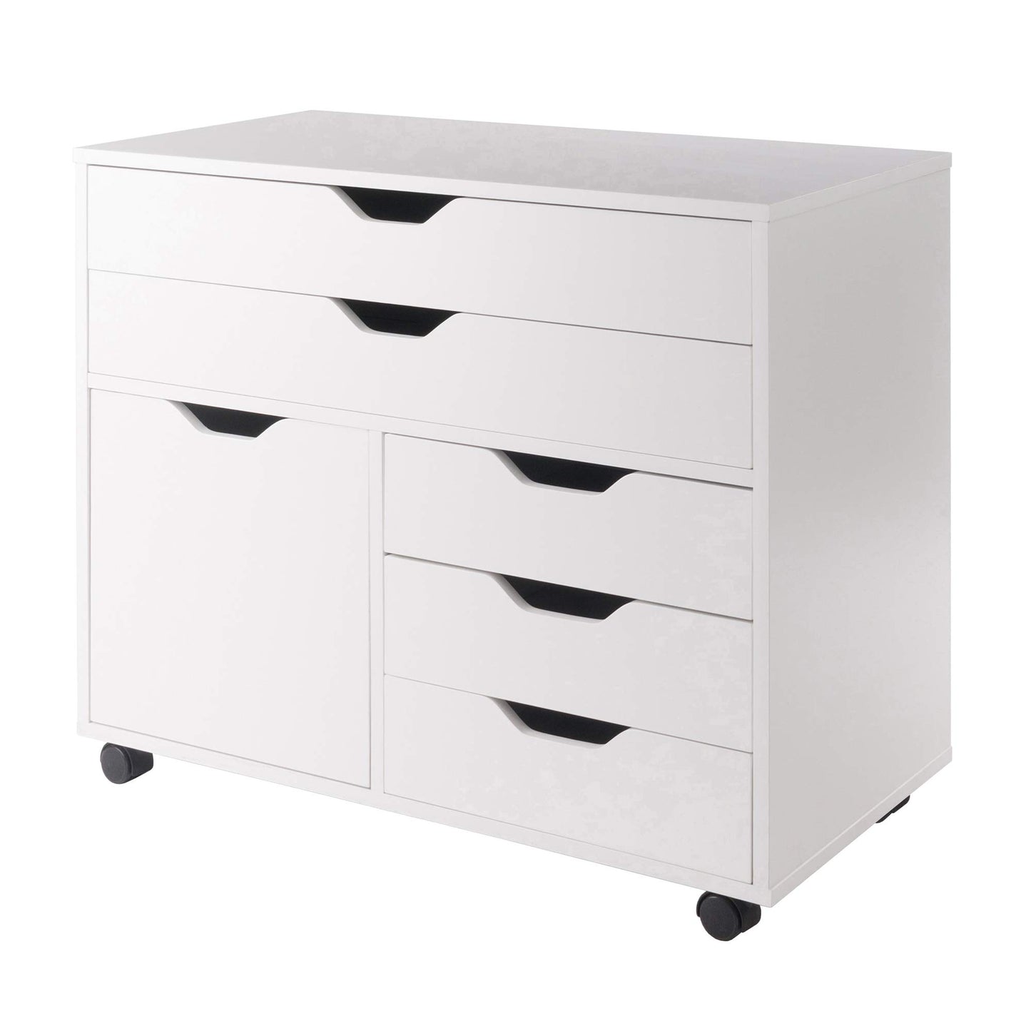 Winsome Halifax Mobile Storage Cabinet with 1 Door & 5 Drawers, White