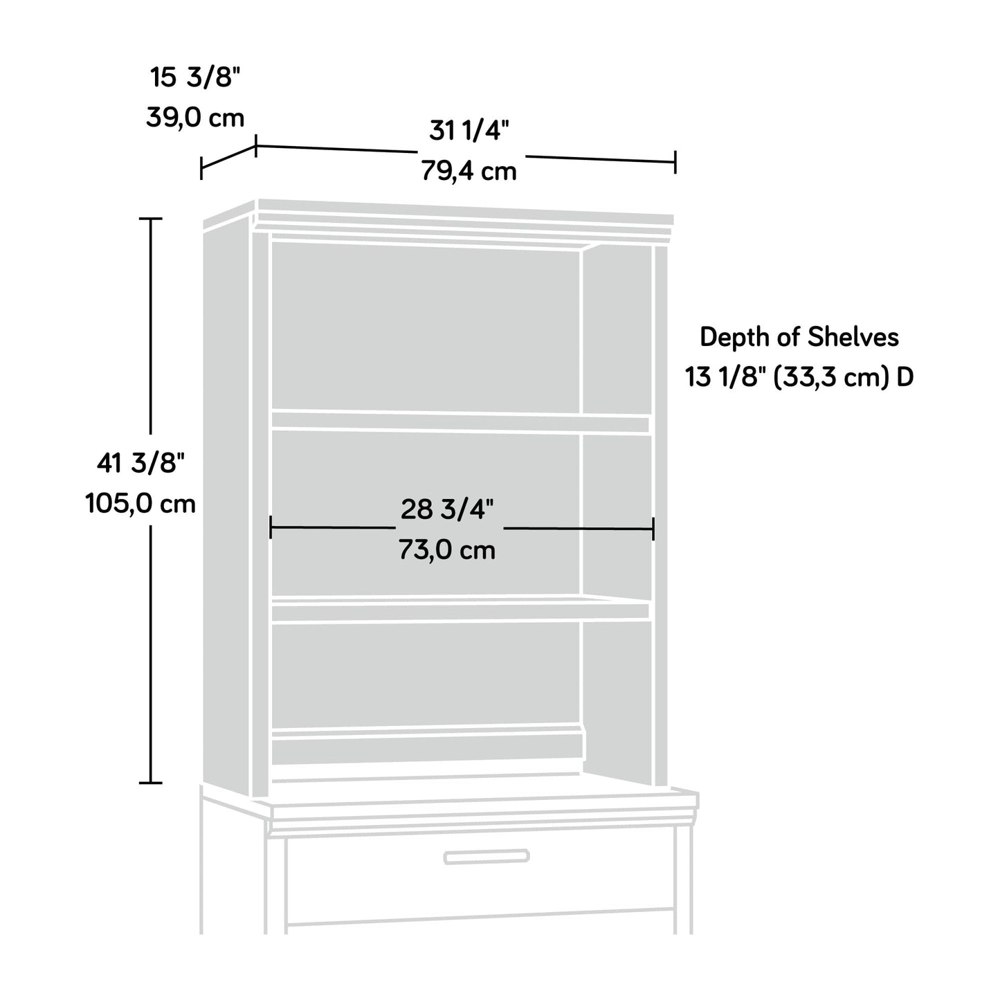 Sauder Aspen Post Commercial Office Hutch, in a Pebble Pine Finish