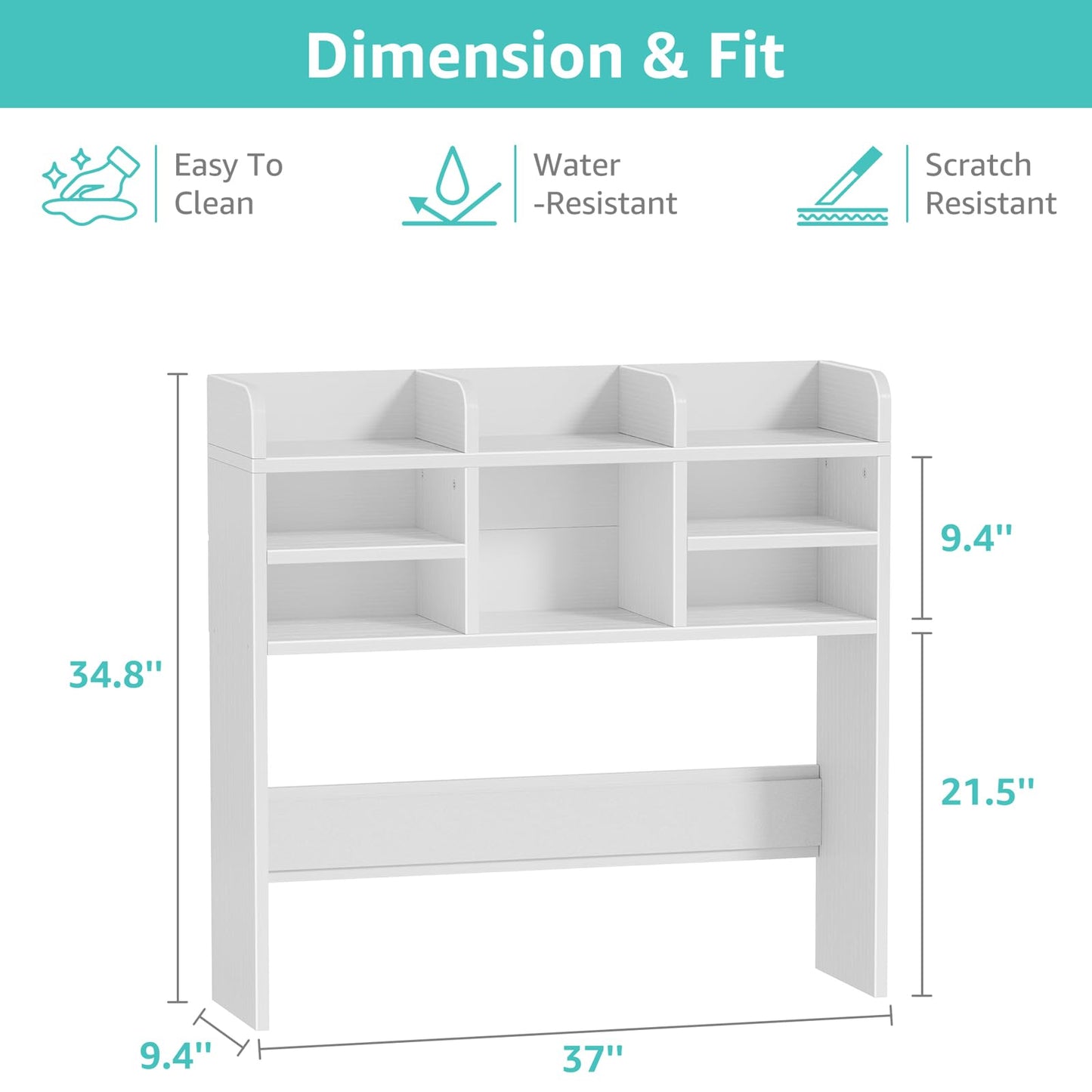 IGERI 37 Inch White Desk Hutch Dorm Top Only with Felt Board for College