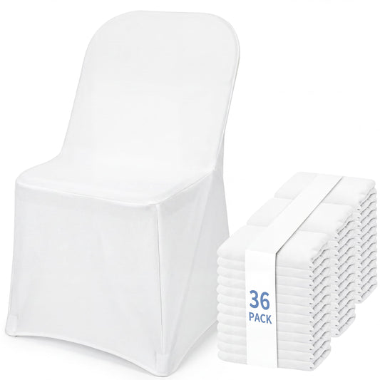 Fixwal 36 Pcs White Folding Chair Covers Spandex Stretch Slipcover