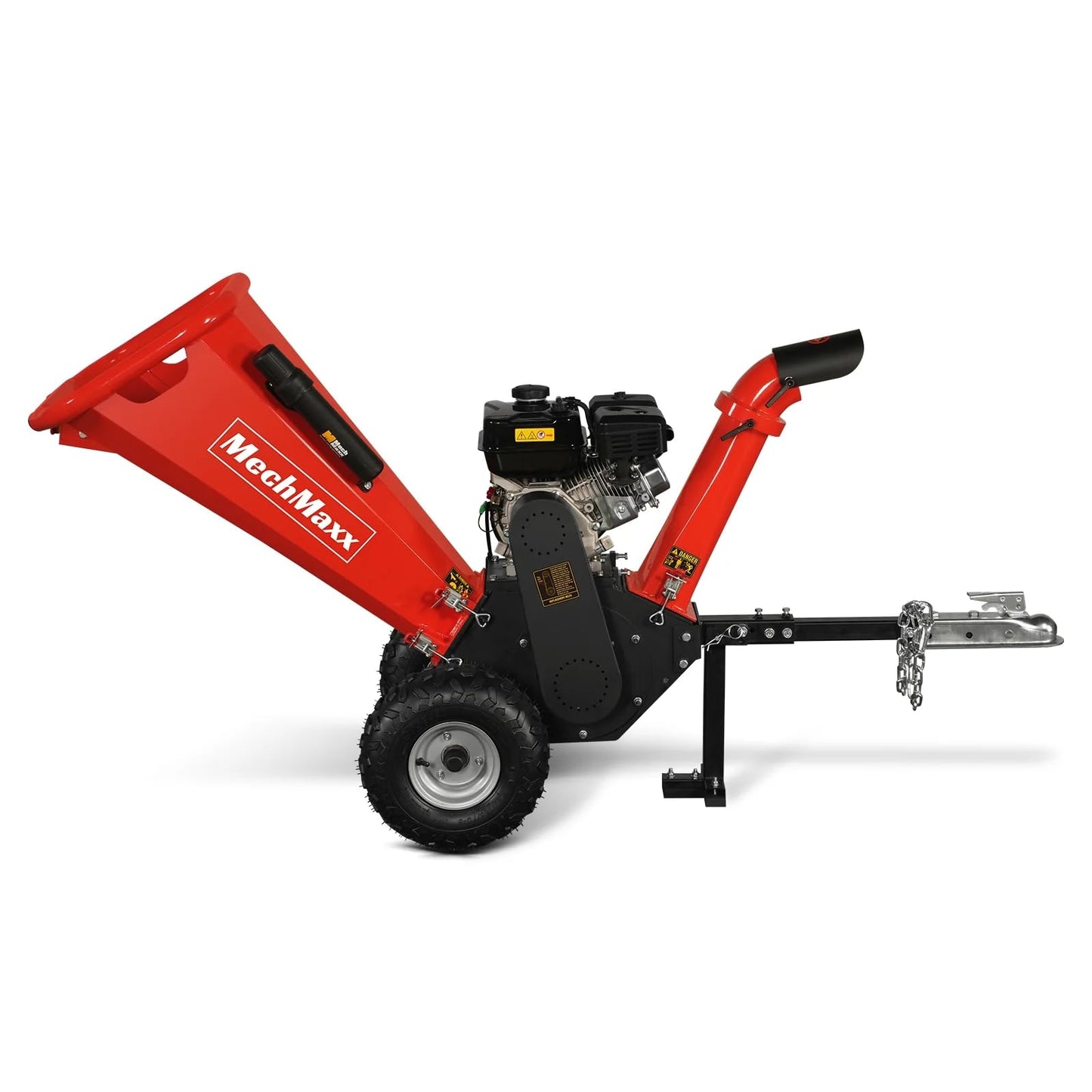 MechMaxx 4 inch DUCAR 212cc 7HP Gasoline Engine Powered Wood Chipper Shredder with Tow Bar, 4" Max Chipping Diameter Capacity, Emergency Stop Button, Model GS650