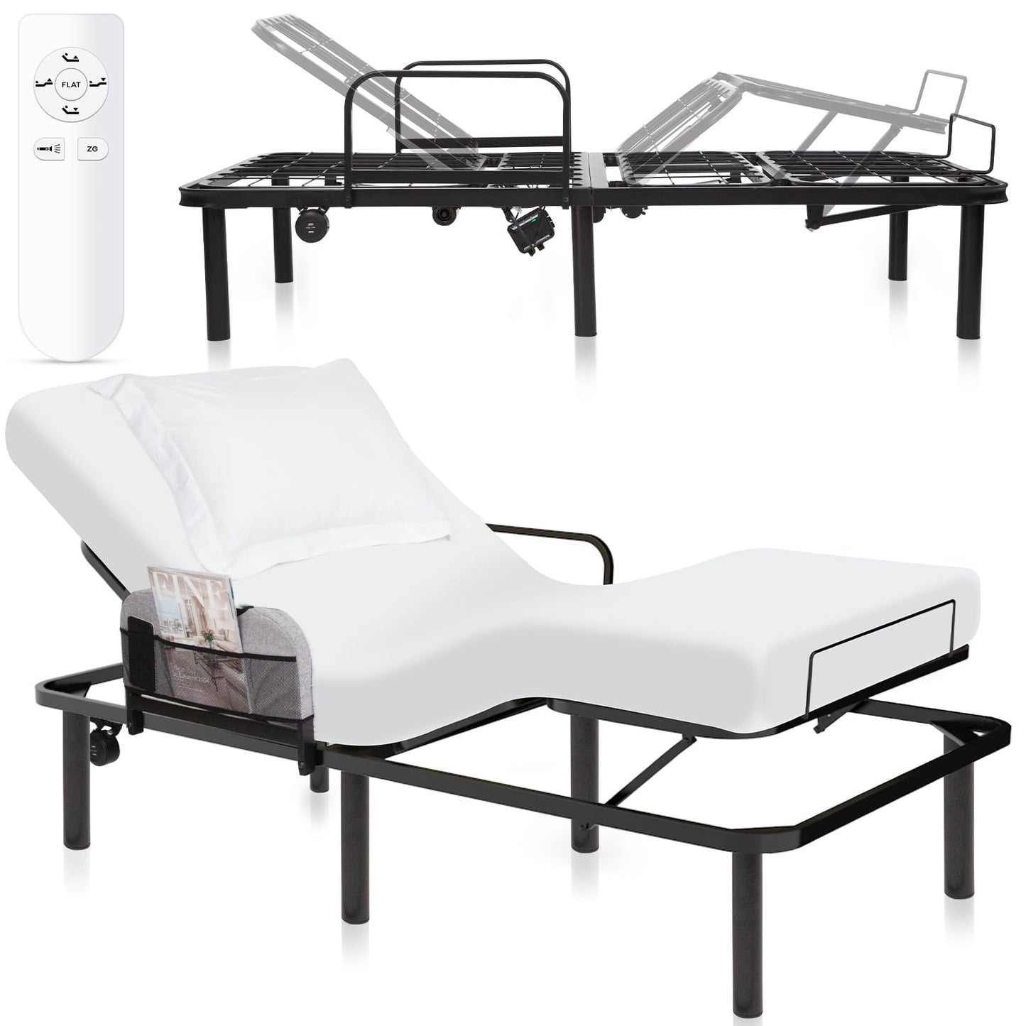 Vive Adjustable Bed Base Frame (Twin) - Electric Heavy Duty Metal Platform Bed Frame with Adjustable Base for Hospital Mattress - Remote for Head, Leg & Foot Incline - Dual USB Ports - Easy Assembly