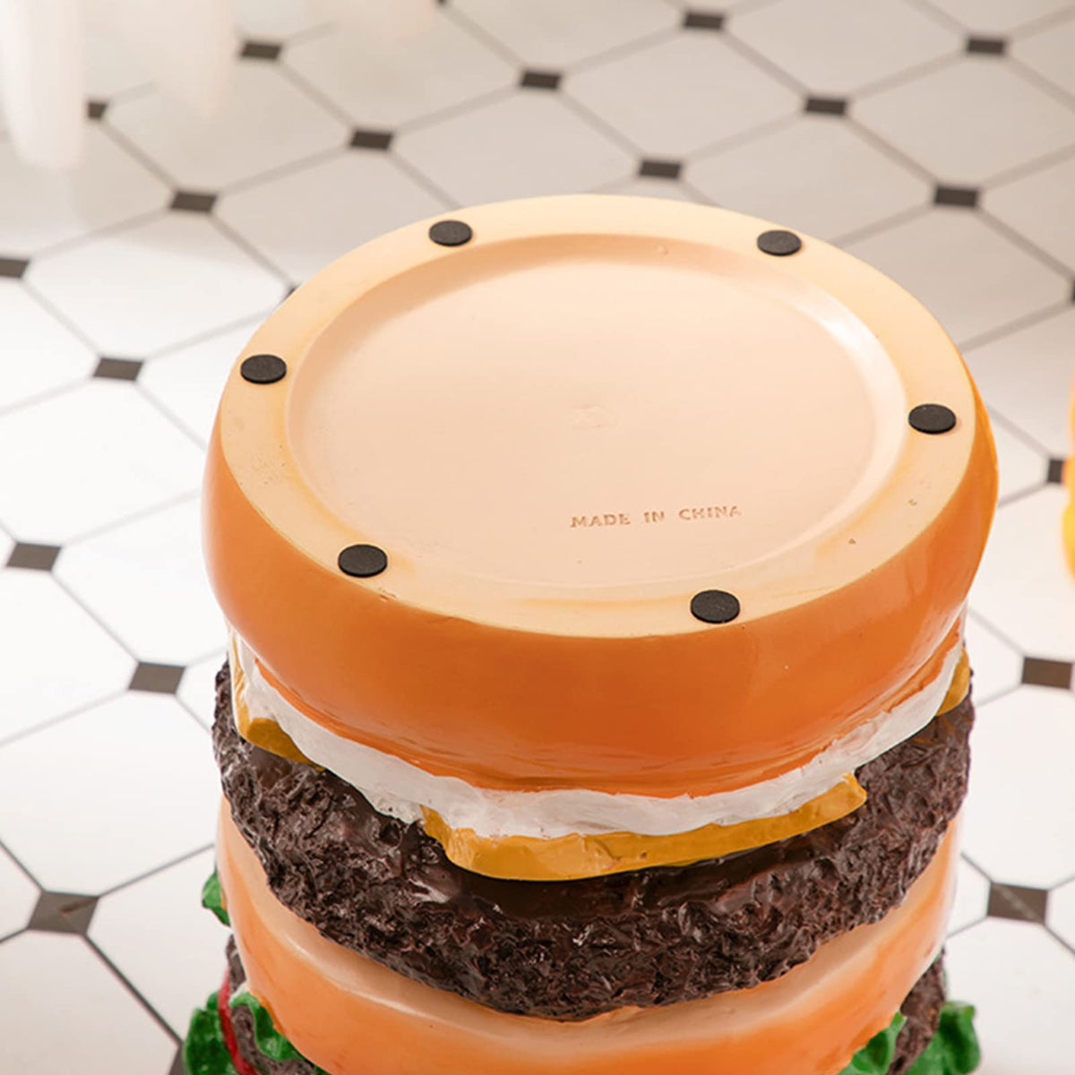 GLOGLOW Hamburger Stool, Creative Small Stool Shoe Changing Stool Furniture Decoration Foot Rest Stool for Kitchen Living Room Bedroom Playroom(Burger Stool)