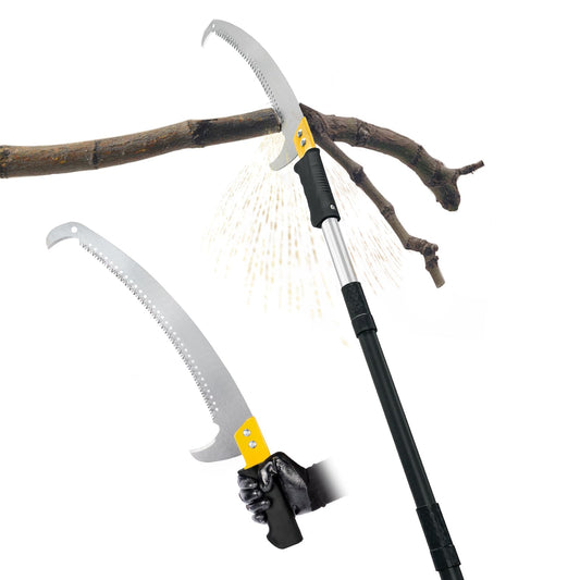 BlumeTrec 14.5FT Pole Saw with Adjustable Length for Tree Trimming, Lightweight Manual Pruning Saw with Mn Steel Blade, Long Extension Branch Cutter Pole Pruner for Yard, Garden, Patio & Forestry Use