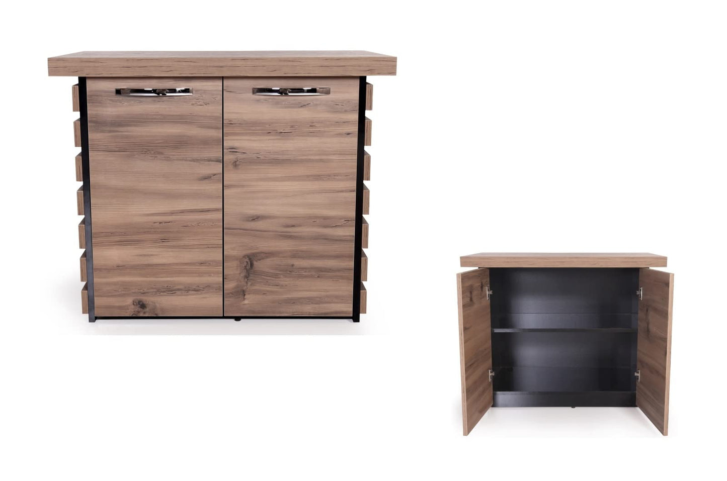 Casa Mare 87" Wood Office Furniture Set of 4pcs | Executive Desk w/Leather Pad | Large Storage Cabinet w/Chrome Handles & Legs | Modern File Cabinet | Coffee Table | Sturdy Farmhouse Home Workstation