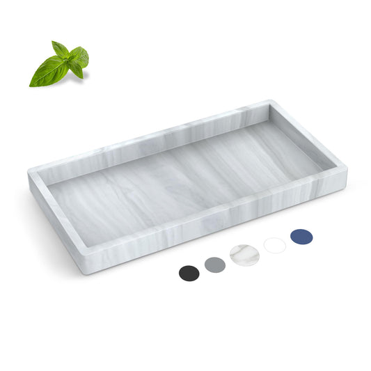 Silicone Bathroom Tray,Shatterproof Silicone Tray for Bathroom Counter,Small Vanity Tray for Bathroom Soap Dispenser Tray Toilet Tank-7.8 * 3.9in
