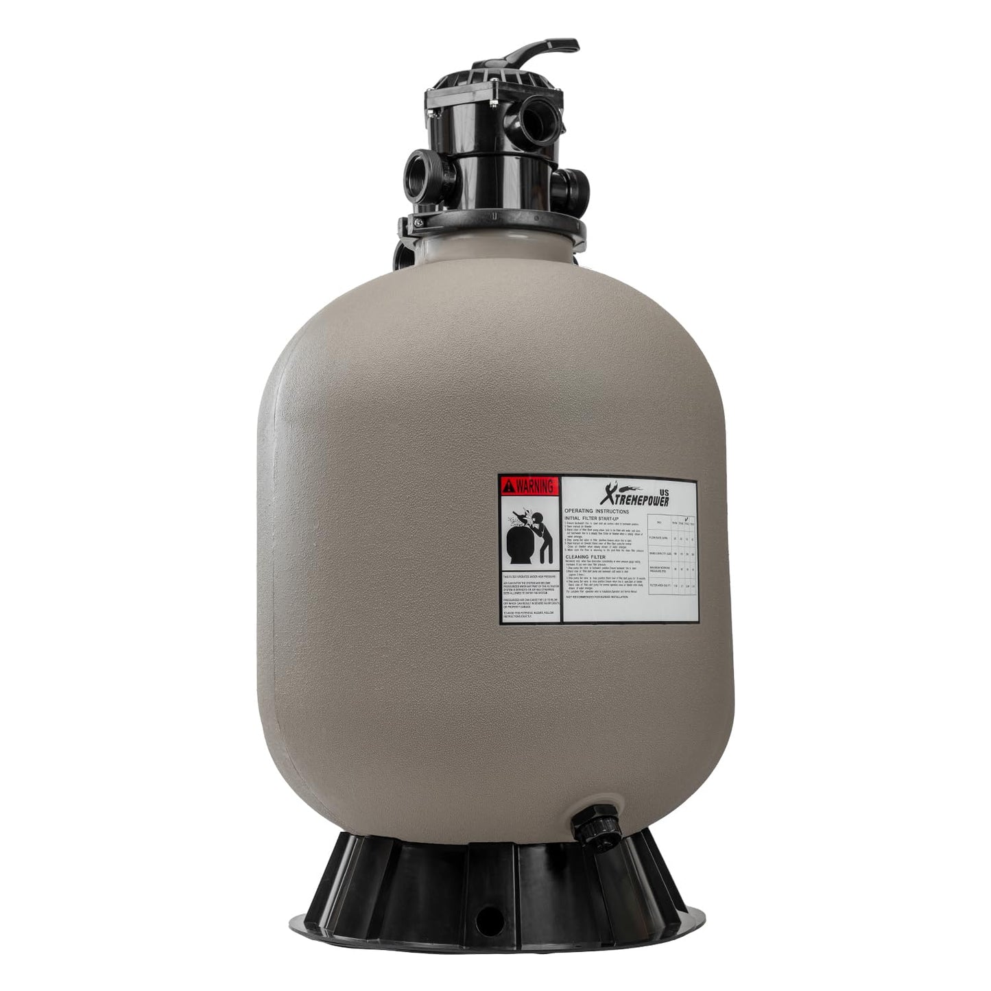 XtremepowerUS 22" Sand Filter Swimming Pool Sand Filter for Inground/Above Ground Filter Media System Top-Mount Up to 37,200 Gallons with Stand