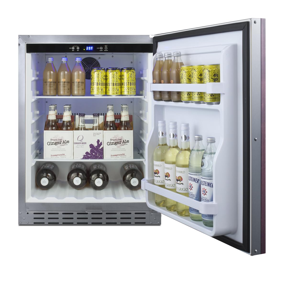 Summit 24” Refrigerator, Built-in, Outdoor Refrigerator, 4.2 cu.ft. Capacity, ADA Compliant, Stainless Steel Cabinet, Panel Ready Door*- AL55OSCSSIF (Panels Not Included)