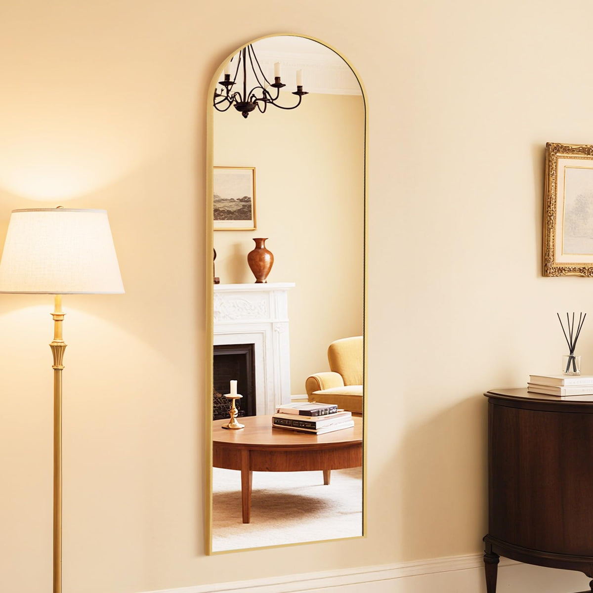 DUMOS Arched Mirror Full Length Floor, 59x16 Inch Full Body Standing Mirror