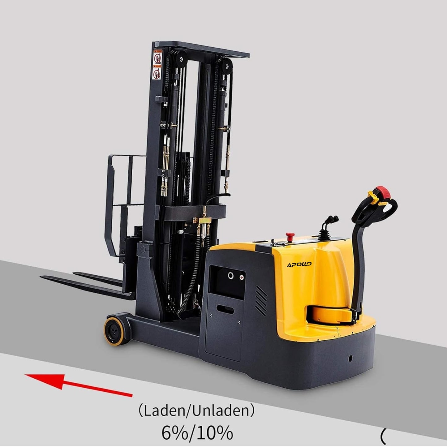 APOLLOLIFT Counterbalanced Fully Electric Stacker 177" High Lift Height Forklift, 3300Lbs Capacity Powered Material Lift
